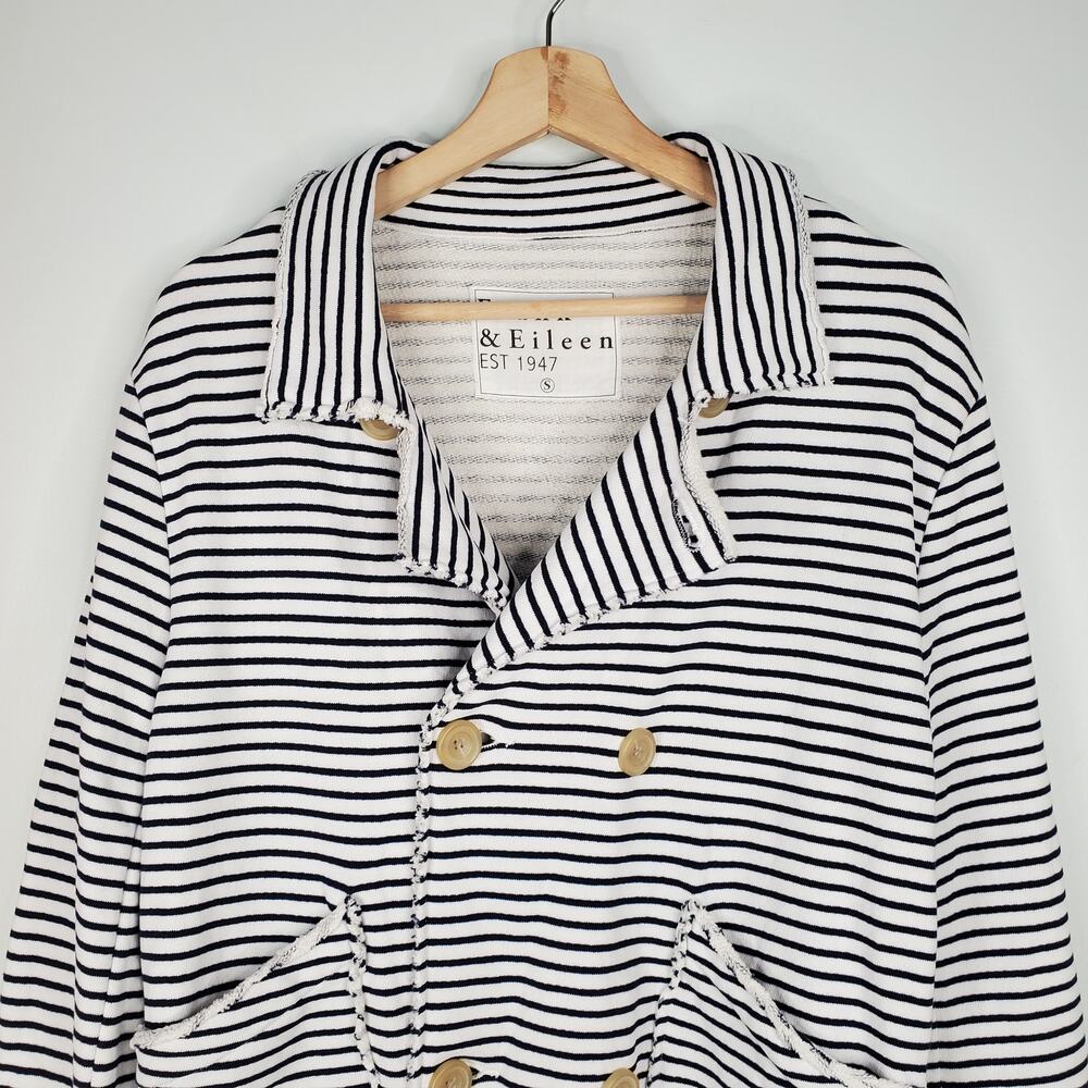 Frank & Eileen Mini Belfast Crop Peacoat Navy French Stripe Cotton Size Small - Picture 6 of 11